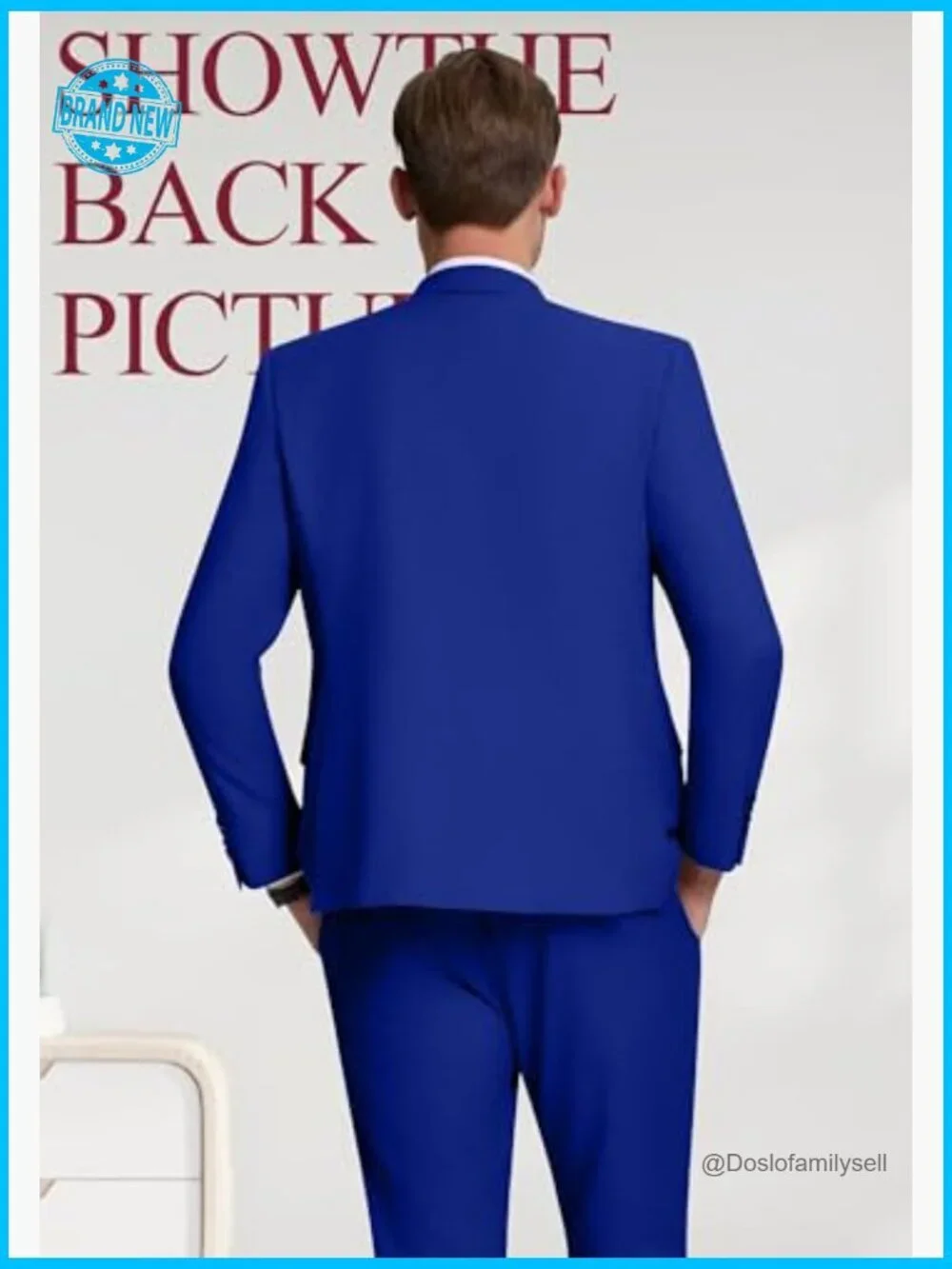 Modern Slim Fit Double Breasted Suit Blazer Pants Formal Business Wedding Tuxedo